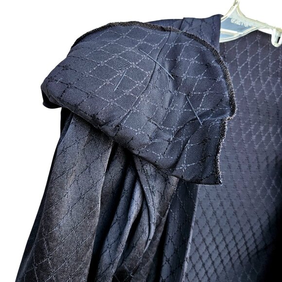 1980s Emanuel Ungaro Parelle Paris Black Silk Jacquard Peplum Jacket w/ Big Shou - Picture 13 of 13